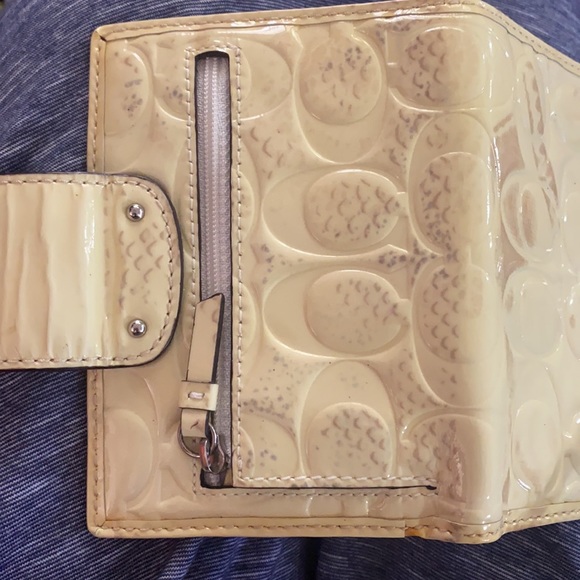 Coach yellow flap wallet w/ stains - Picture 9 of 11